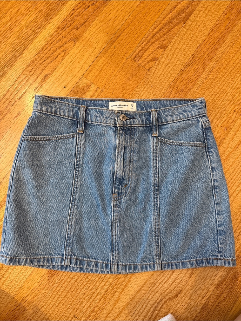 Abercrombie & Fitch Light Blue Denim A-Line Mini Skirt